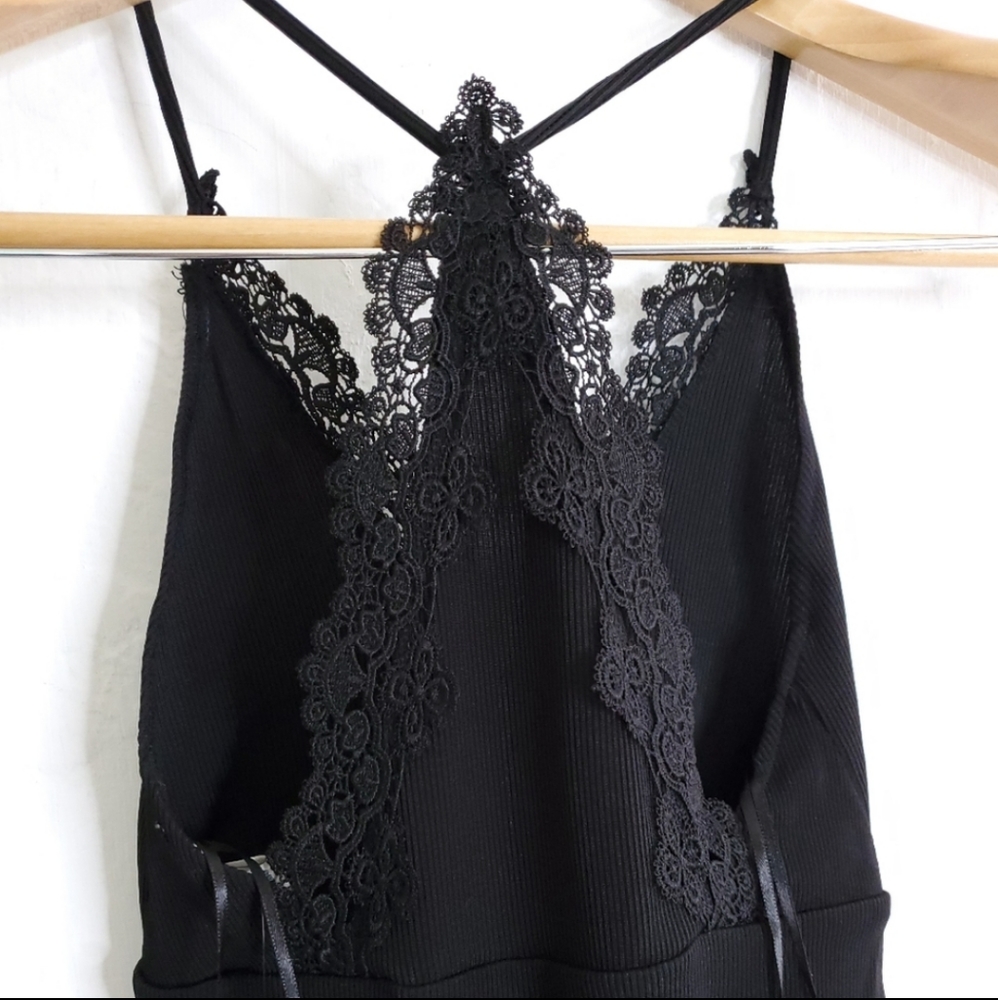 BNWT TopShop ribbed lace trimmed body suit - Picture 3 of 5